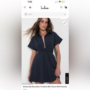 Lulu's Deep Blue Twist-Front Mini Dress